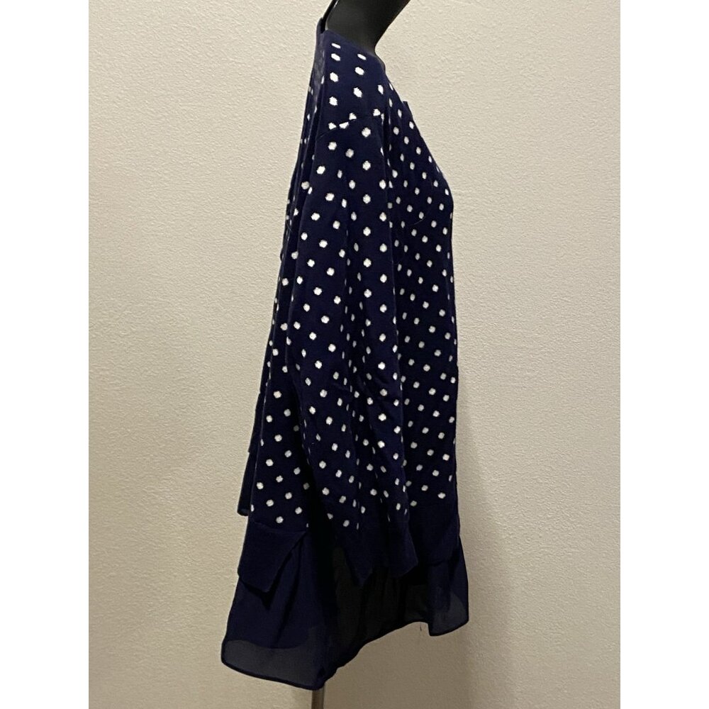 Chaps Womens Size 1X Sweater Polka Dot Navy Polyester Hem - Picture 7 of 10